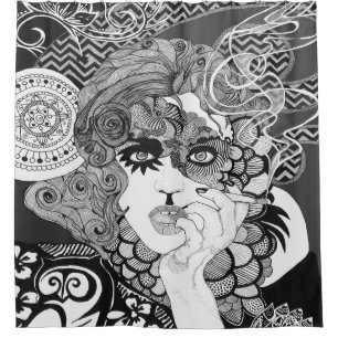 喫煙の女性のシャワー・カーテン シャワーカーテン