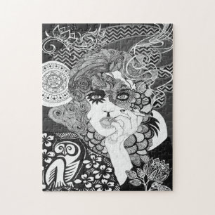 喫煙の女性のパズル ジグソーパズル