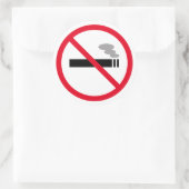 喫煙の煙を禁止する警告標識記号 ラウンドシール (バッグ)