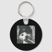 喫煙キャットビーニーグランジミームおもしろいエステティックT-s キーホルダー (正面)