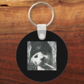 喫煙キャットビーニーグランジミームおもしろいエステティックT-s キーホルダー (正面)