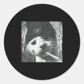 喫煙キャットビーニーグランジミームおもしろいエステティックT-s ラウンドシール (正面)