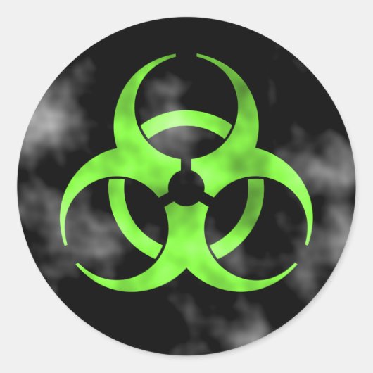 喫煙グリーン生物学的災害［有害物質］記号シール ラウンドシール (正面)