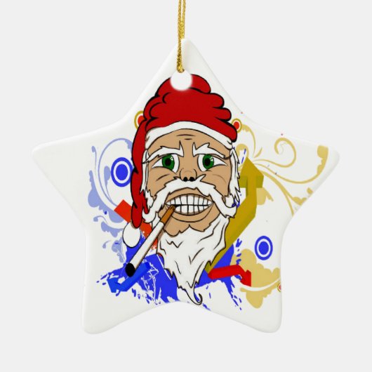 喫煙サンタ セラミックオーナメント (正面)