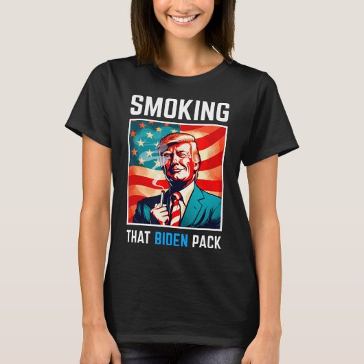 喫煙ザバイデン氏パック – トランプ2024 Tシャツ (正面)