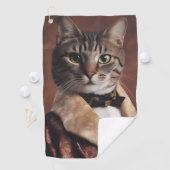 喫煙ジャケットを着た猫 ゴルフタオル (インサイチュ)