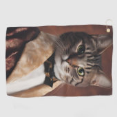 喫煙ジャケットを着た猫 ゴルフタオル (横)