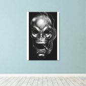 喫煙スカルキャンバス キャンバスプリント (インサイチュ (ウッドフロア))