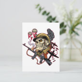 喫煙スカルヘルメット、飛行機、爆弾 ポストカード (スタンド正面)