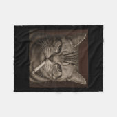 喫煙ネコ、たばこ子猫ゲンZミーム、猫好き フリースブランケット (正面(横))