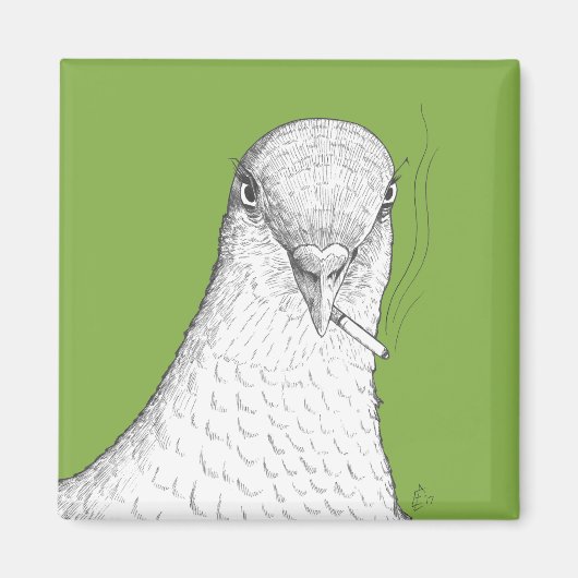 喫煙ハト磁石 |奇妙予測できなな、おもしろい マグネット (正面)