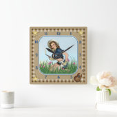 喫煙ピストルピンアップ女性のカーボーイ時計 スクエア壁時計 (ホーム)