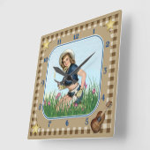 喫煙ピストルピンアップ女性のカーボーイ時計 スクエア壁時計 (傾斜)