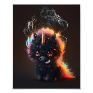 喫煙ブラックUnicorn Tシャツ フォトプリント