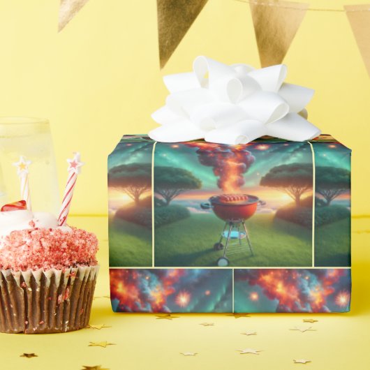 喫煙ホットドッグズオンBBQグリル ラッピングペーパー (誕生日パーティー)