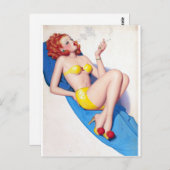 喫煙レッドヘッドピンアップ ポストカード (正面/裏面)