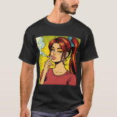 喫煙好き | ポップアート | 女の喫煙者 | タバコ Tシャツ (正面)