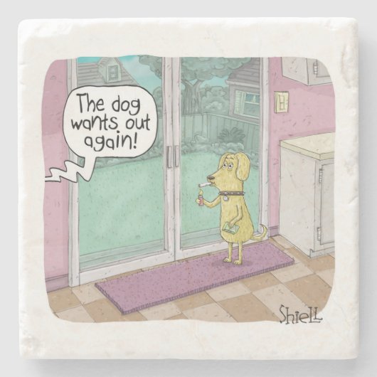 喫煙犬犬おもしろい恋人への贈り物。 ストーンコースター (正面)