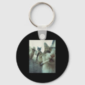 喫煙猫ミームおもしろいギフト男性へ女性 キーホルダー (正面)