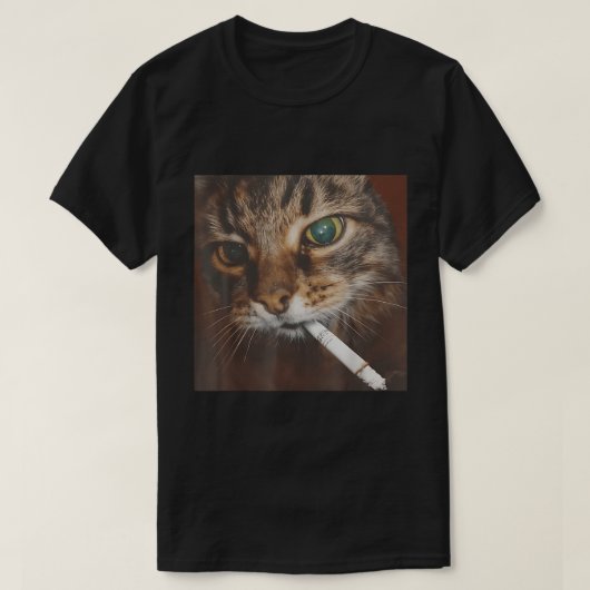 喫煙猫ミーム Tシャツ (デザイン正面)