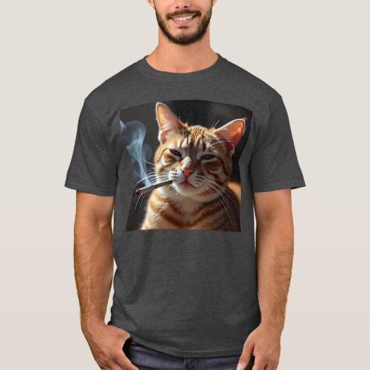 喫煙猫世代Zミーム猫喫煙ギフト Tシャツ (正面)