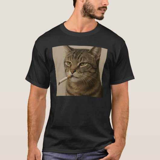 喫煙猫世代Zミーム猫喫煙 Tシャツ (正面)