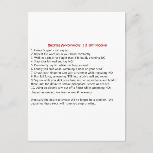 喫煙者12ステップ ポストカード (正面)