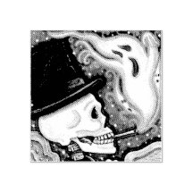 喫煙骨格墓地ゴム印