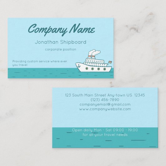 喫煙・スタック付きマンガ・クルーズ船 名刺 (正面/裏面)