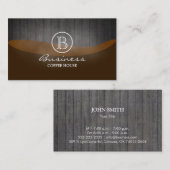 喫茶店のエレガントな木製のモノグラム 名刺 (正面/裏面)