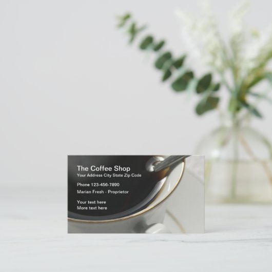 喫茶店のデザイン 名刺 (スタンド正面)