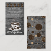 喫茶店のパンチカードの素朴な木製のテンプレート ロイヤリティカード (正面/裏面)