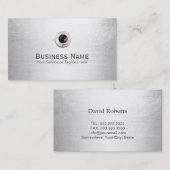 喫茶店のモダンな銀製の背景 名刺 (正面/裏面)