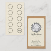 喫茶店のロイヤリティのパンチカードの名刺 ロイヤリティカード (正面/裏面)