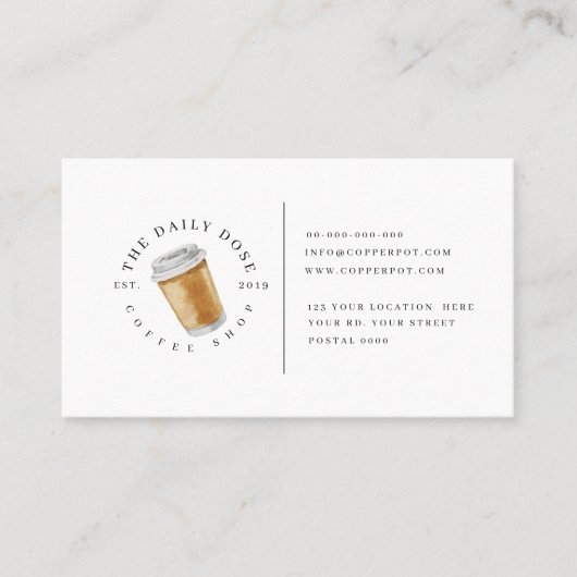 喫茶店の名刺のためのロイヤリティカード 名刺 (正面)