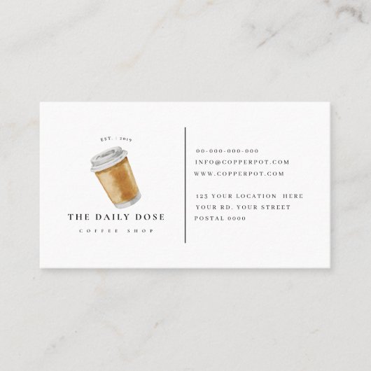 喫茶店の名刺のためのロイヤリティカード 名刺 (正面)