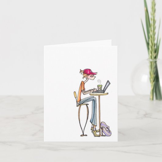 喫茶店の女性のnotecard カード (正面)