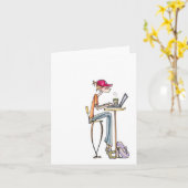 喫茶店の女性のnotecard カード (黄色い花)