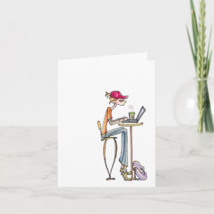 喫茶店の女性のnotecard カード