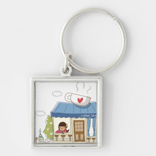 喫茶店の女性 キーホルダー (正面)