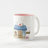 喫茶店の女性 ツートーンマグカップ (正面右)