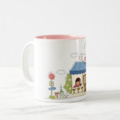 喫茶店の女性 ツートーンマグカップ (正面左)