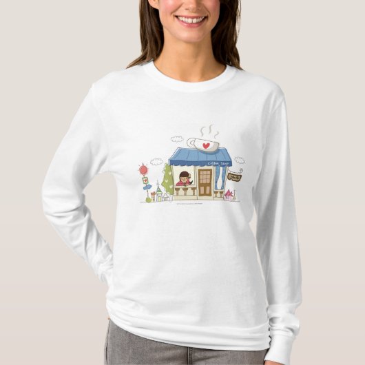 喫茶店の女性 Tシャツ (正面)