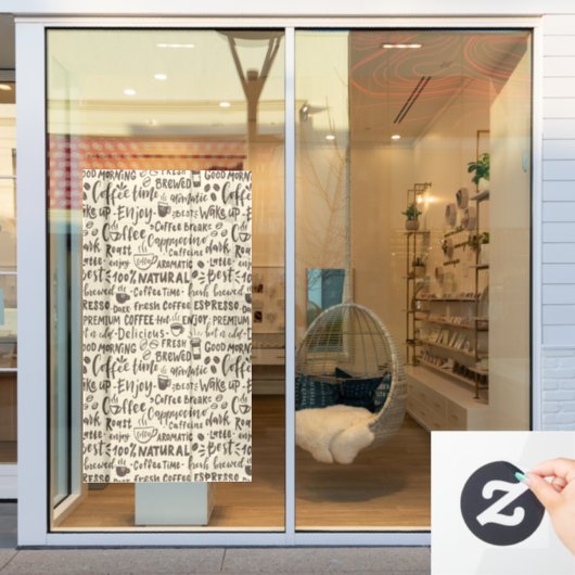 喫茶店の窓のデカール、モダン窓がしがみつく ウィンドウサイン (店舗窓)