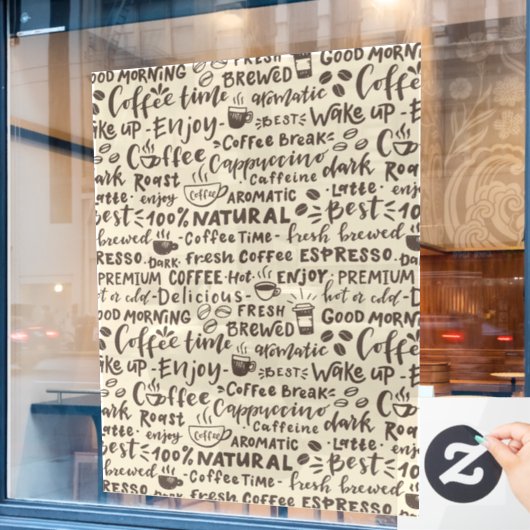 喫茶店の窓のデカール、モダン窓がしがみつく ウィンドウサイン (カフェ窓)