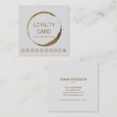 喫茶店ロイヤリティカード-コーヒーのしみ スクエア名刺 (正面/裏面)