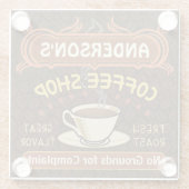 喫茶店名前をカスタムする豆マグパーソナライズされた ガラスコースター (裏面)