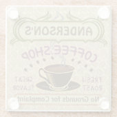 喫茶店名前をカスタムする豆Mug パーソナライズされた v2 ガラスコースター (裏面)