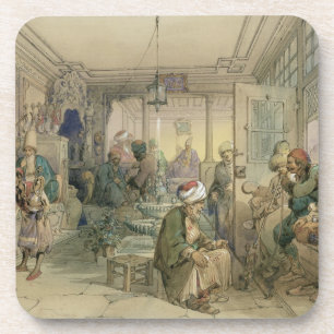 喫茶店、コンスタンチノープル1854年(ペン及びインク及び コースター