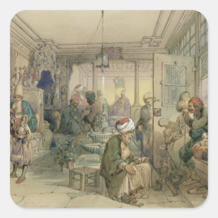 喫茶店、コンスタンチノープル1854年(ペン及びインク及び スクエアシール